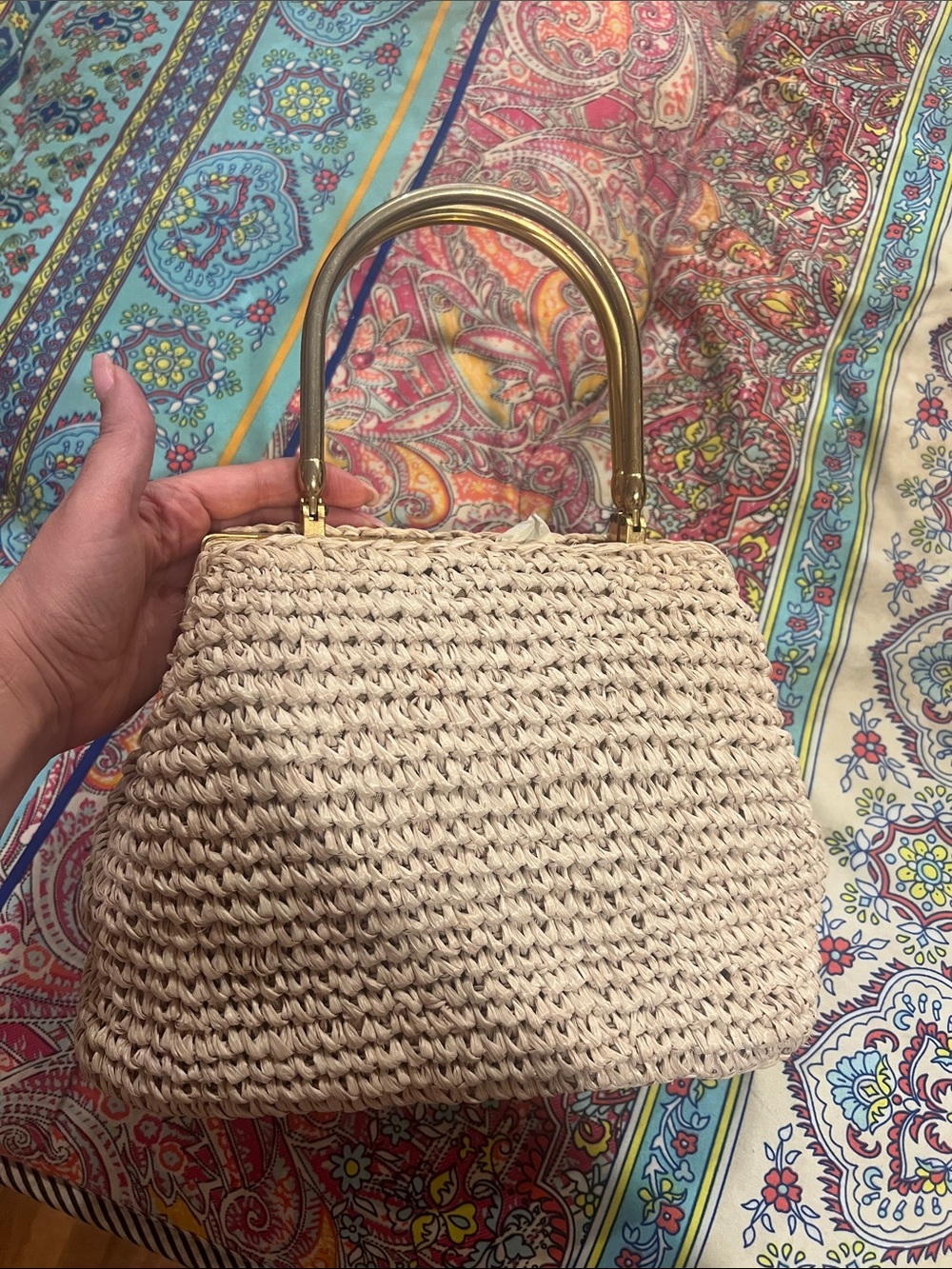 vintage 1970s Marcus brothers raffia bag